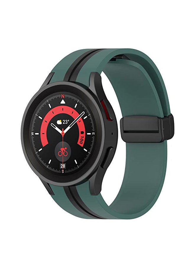 S-Color - Samsung Galaxy Watch 5 Pro 45mm Strap With Magnetic Folding Buckle, 20mm Silicone Sport band for Galaxy Watch 5 40mm 44mm No Gap Wristband for Men Women Green and Black - Image 1