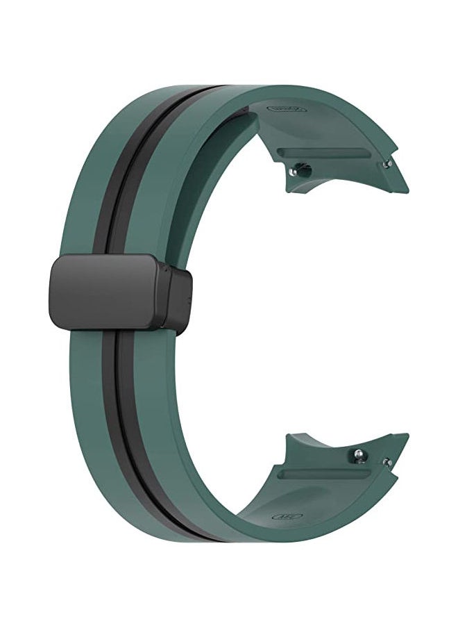 S-Color - Samsung Galaxy Watch 5 Pro 45mm Strap With Magnetic Folding Buckle, 20mm Silicone Sport band for Galaxy Watch 5 40mm 44mm No Gap Wristband for Men Women Green and Black - Image 1