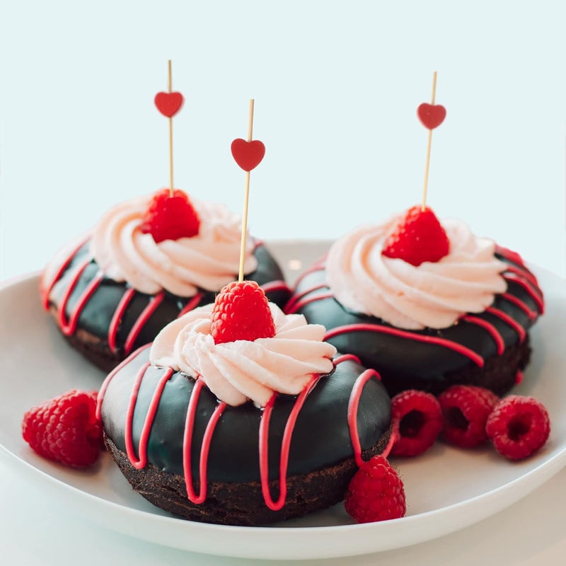 BambooMN 8.3" Decorative Red Heart Bamboo Cocktail Picks - 100 Count - Image 5