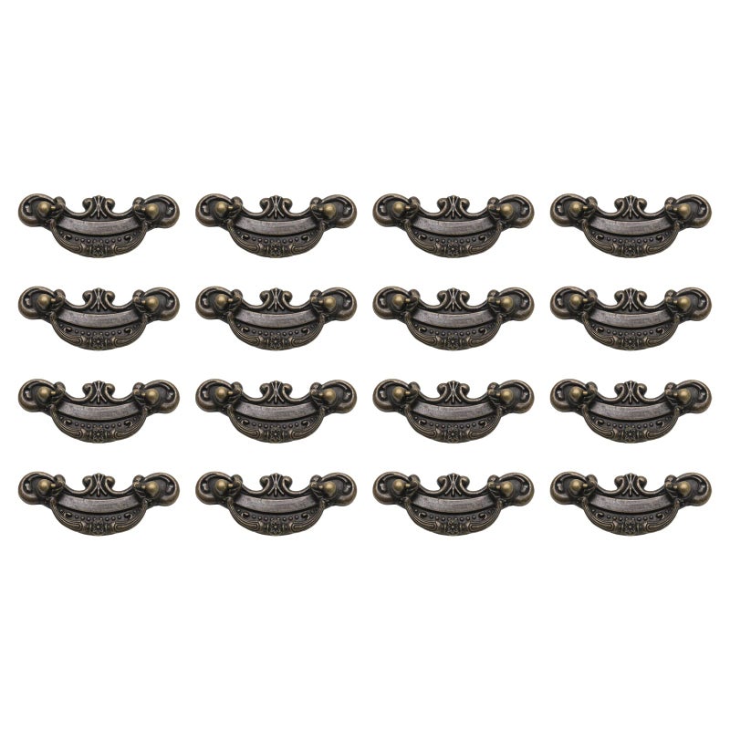 Pastlla 16Pcs 2 Hole Center Antique Bronze Finish Pulls Drop Swing Drawer Pulls Handles Drop Bail Pull Rustic Vintage Style Handles for Furniture Cabinet Cupboard Dresser Wooden Case Box 16Pcs - Image 2
