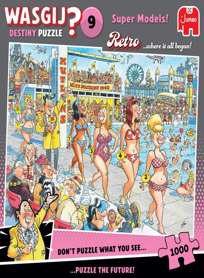 Wasgij Retro Destiny 9, Super Models - Unique 1000 Piece Jigsaw Puzzle for Adults - Colourful, Puzzling, Challenging & Brainteasing Adult Jigsaws - 100% Recycled Cardboard 1000Pc Puzzles - Jumbo - Image 1