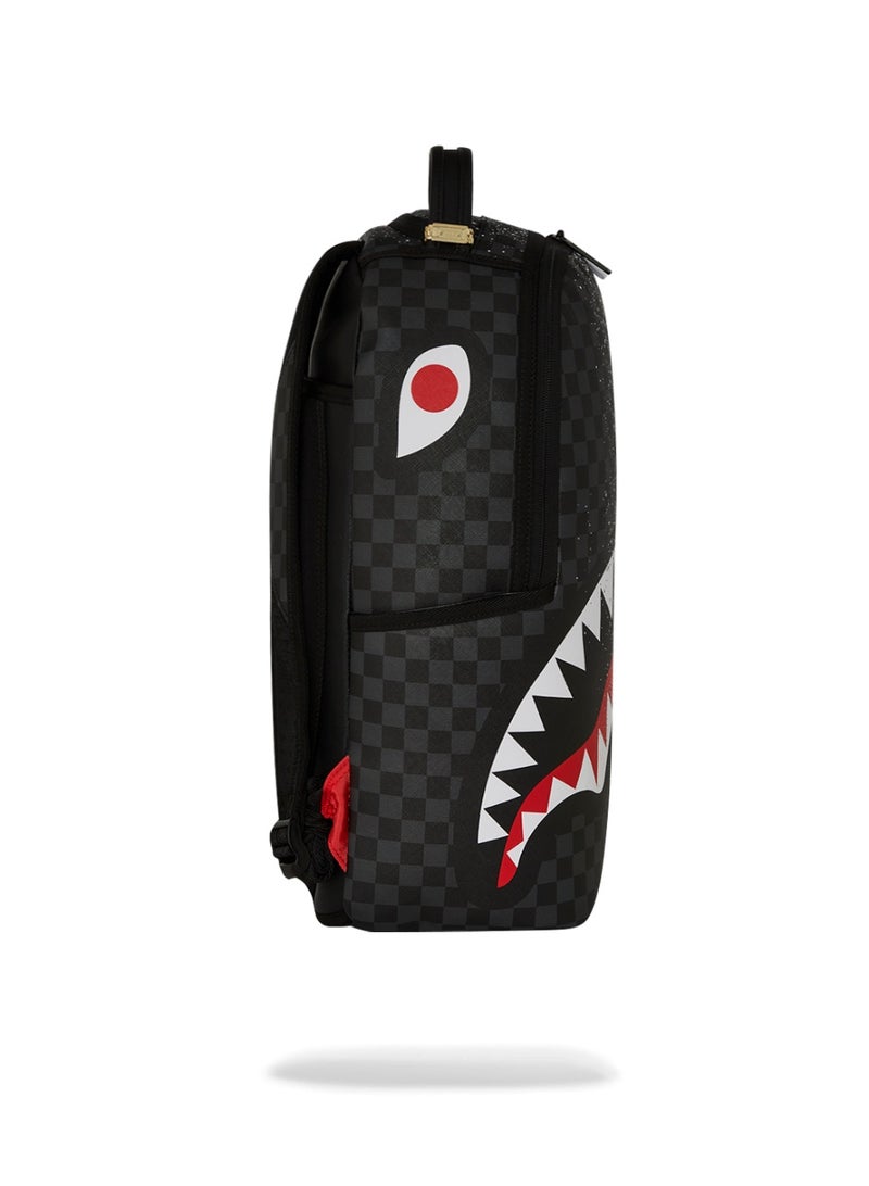 SPRAYGROUND حقيبة ظهر ديلوكس مقسومة بتصميم مربعات رمادية - Image 3