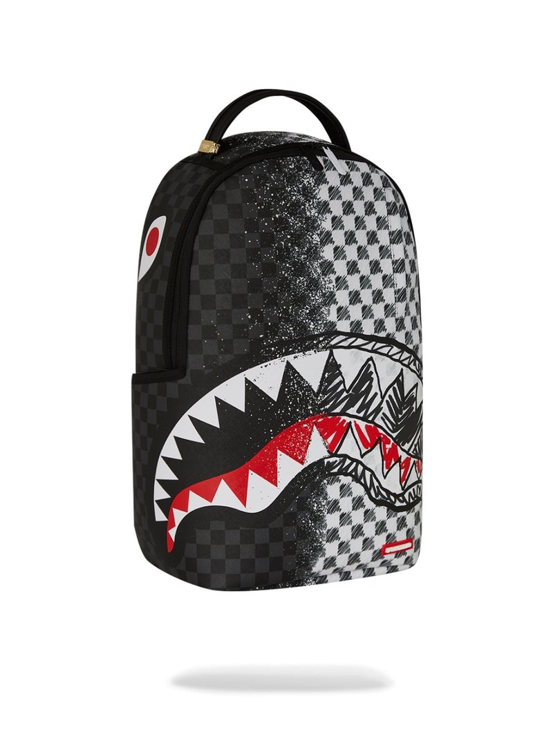 SPRAYGROUND حقيبة ظهر ديلوكس مقسومة بتصميم مربعات رمادية - Image 2