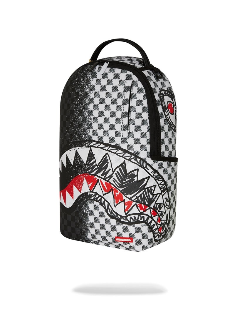 SPRAYGROUND حقيبة ظهر ديلوكس مقسومة بتصميم مربعات رمادية - Image 5