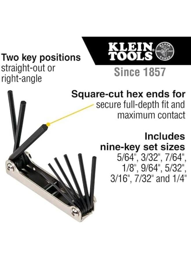 Klein Tools 70591 Folding Hex Key Set 9 Key Sae Sizes - Image 2