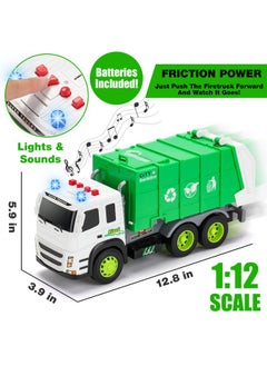 شاحنة قمامة تعمل بالاحتكاك - شاحنة كبيرة الحجم بمقياس 1:12 مع أصوات وأضواء ومحمل و4 علب قمامة لتعلم إدارة النفايات وإعادة التدوير للأطفال الصغار والأولاد والبنات من سن 3 إلى 5 سنوات - pzsku/Z85D2E4C33CA9DAF40938Z/45/_/1732786433/70ded375-5e02-4051-9730-6af913b790ed