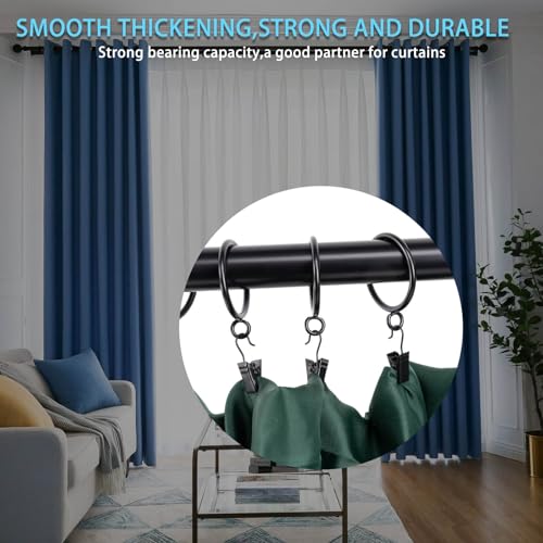 Exselens Curtain Rings with Eyelet for Curtain Rods 1 Inch Inner Diameter Metal Drapery Eyelet Curtain Rings Black 24 Pcs Exselens - Image 4