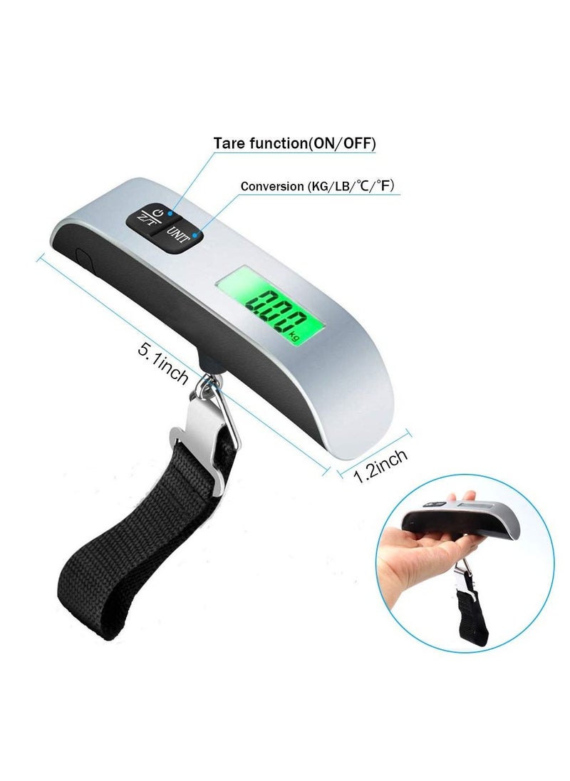 Generic - Digital Luggage Pocket Scale 50kg Portable Hanging Fishing Weight Scale, with Tare, Back-lit LED Display for Weighing Scale Black - Image 1