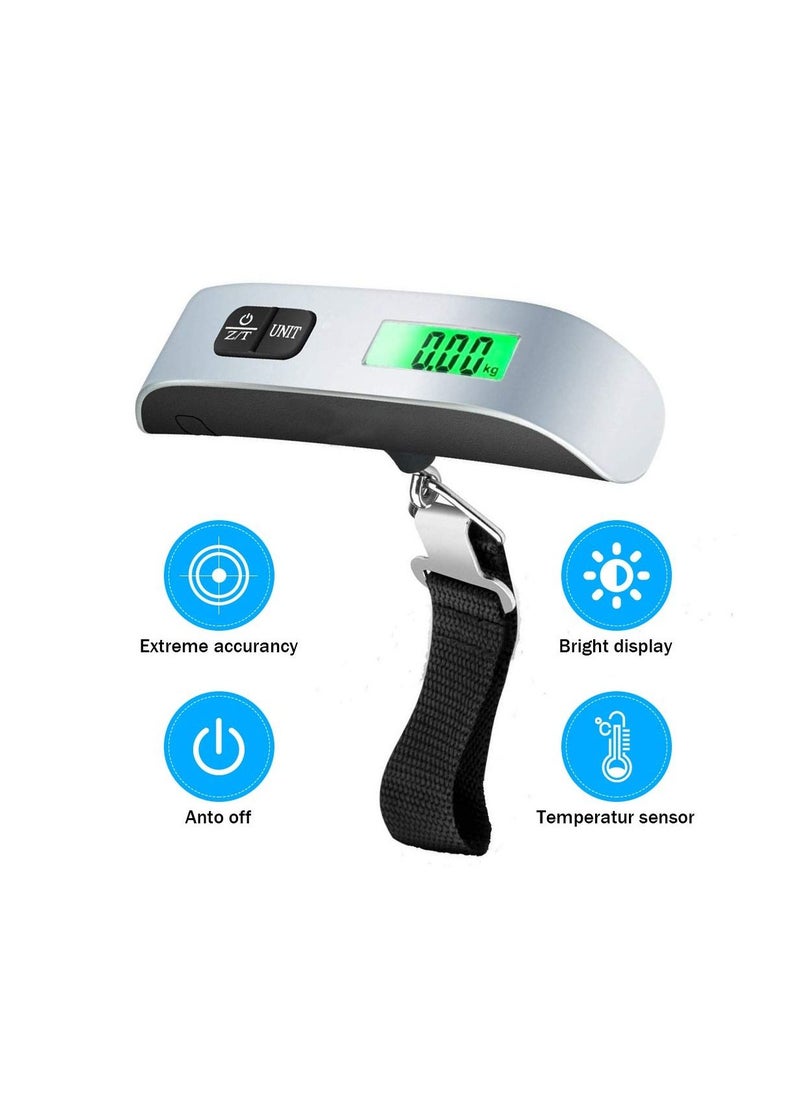 Generic - Digital Luggage Pocket Scale 50kg Portable Hanging Fishing Weight Scale, with Tare, Back-lit LED Display for Weighing Scale Black - Image 1