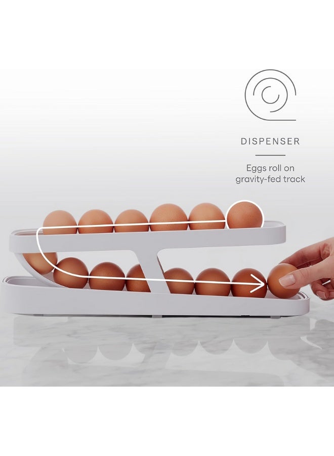 منظم بيض للثلاجة بآلية تدوير تلقائي رول داون عدد قطعة واحدة تصميم موفر للمساحة حامل بيض بلاستيك قوي خالي من BPA بدون زجاج آمن للاستخدام اليومي منظم بيض ثلاجة ثنائي الطبقات يعمل بالجاذبية سحب بيضة واحدة بسهولة تركيب فوري بدون أدوات مقاوم للكسر والانزلاق متوافق مع جميع الثلاجات المنزلية تنظيم واضح للبيض بدون كراتين سهولة تنظيف استخدام مطبخ عملي طويل الأمد - Image 5