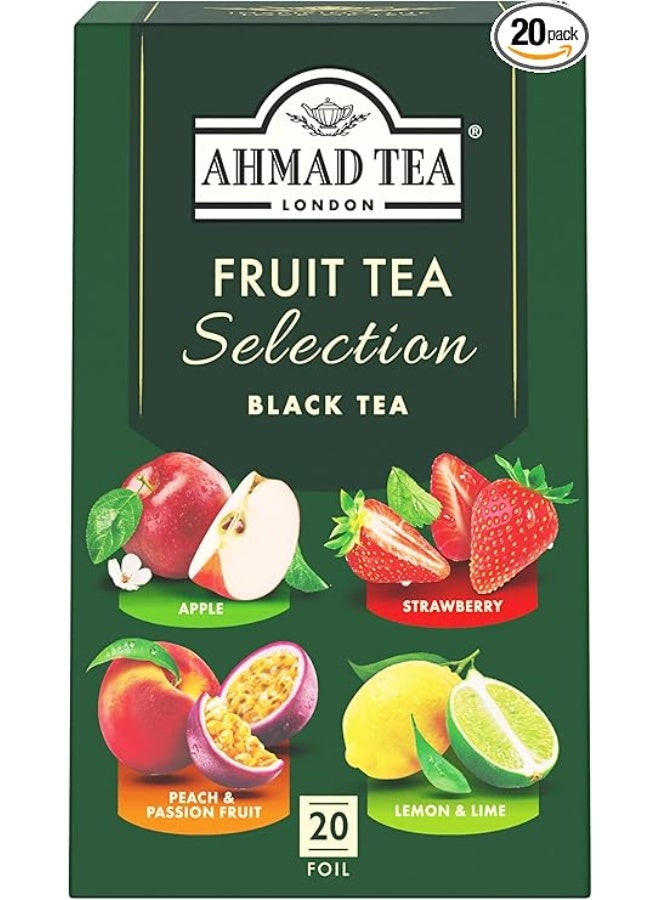 أحمد تي شاي أحمد مجموعة من 4 شاي اسود بالفواكه، 20 كيس شاي