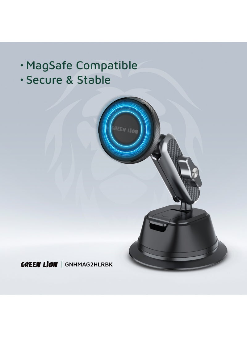 GREEN LION Halo MagSafe 2 Car Holder / Flexible/ Strong Magnet / Secure & Stable Phone Holder / 360° Rotation  - Black - Image 4