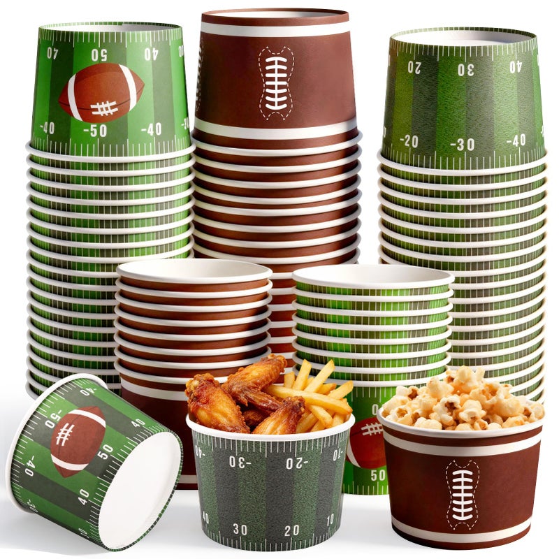REDWORD 60PCs Football Party Supplies, 9oz Football Snack Cups Foot ball Party Favors Nacho Trays Ice Cream Bowls Disposable for Foot ball Birthday Decorations Sports Decorations - Image 1