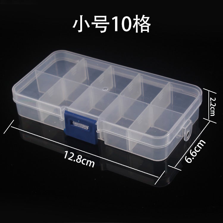 Generic Home Clear Plastic Covered Storage Box for Accessories Small 10-compartment storage box