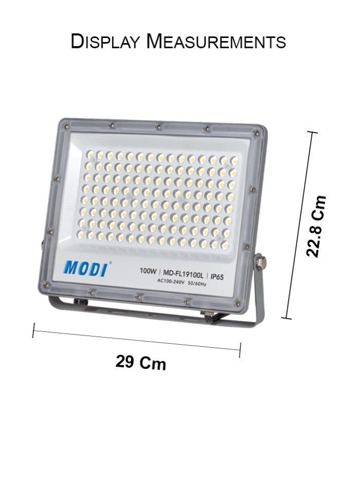 مودي كشاف LED 100 واط، 12000 لومن، خارجي SMD، مقاوم للماء IP65، حماية من الصواعق 4KV، جسم ألمنيوم وبلاستيك، 100-240 فولت للفيلا والحديقة والمستودع - Image 3