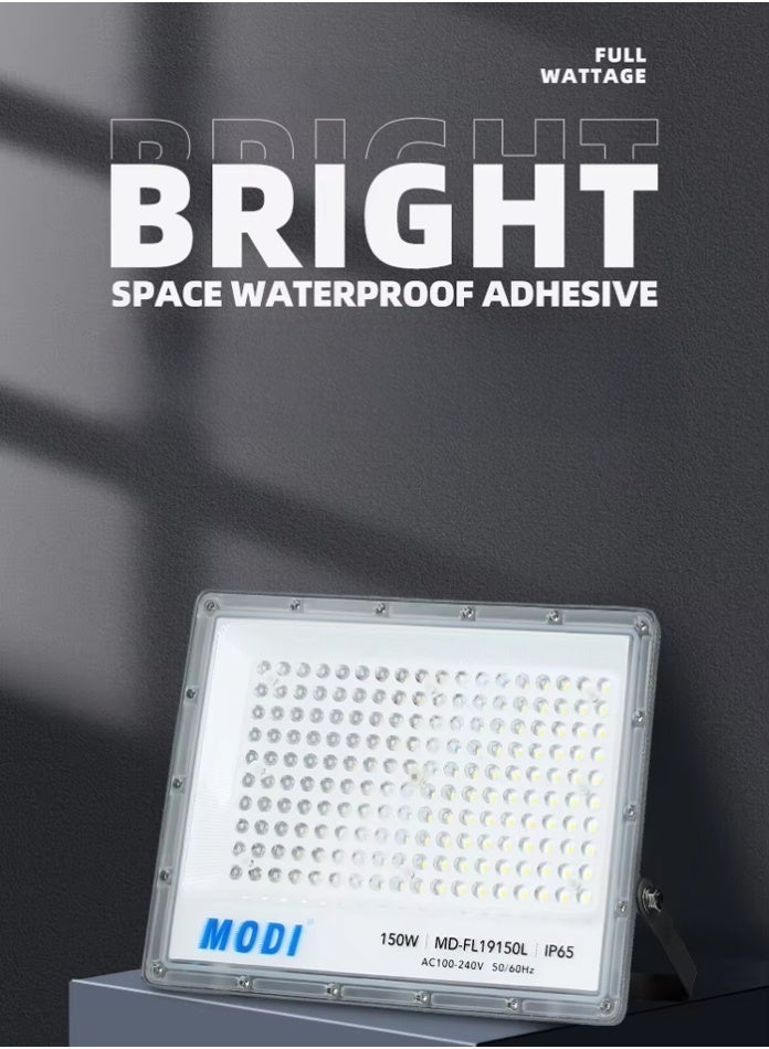 مودي كشاف LED 100 واط، 12000 لومن، خارجي SMD، مقاوم للماء IP65، حماية من الصواعق 4KV، جسم ألمنيوم وبلاستيك، 100-240 فولت للفيلا والحديقة والمستودع - Image 4
