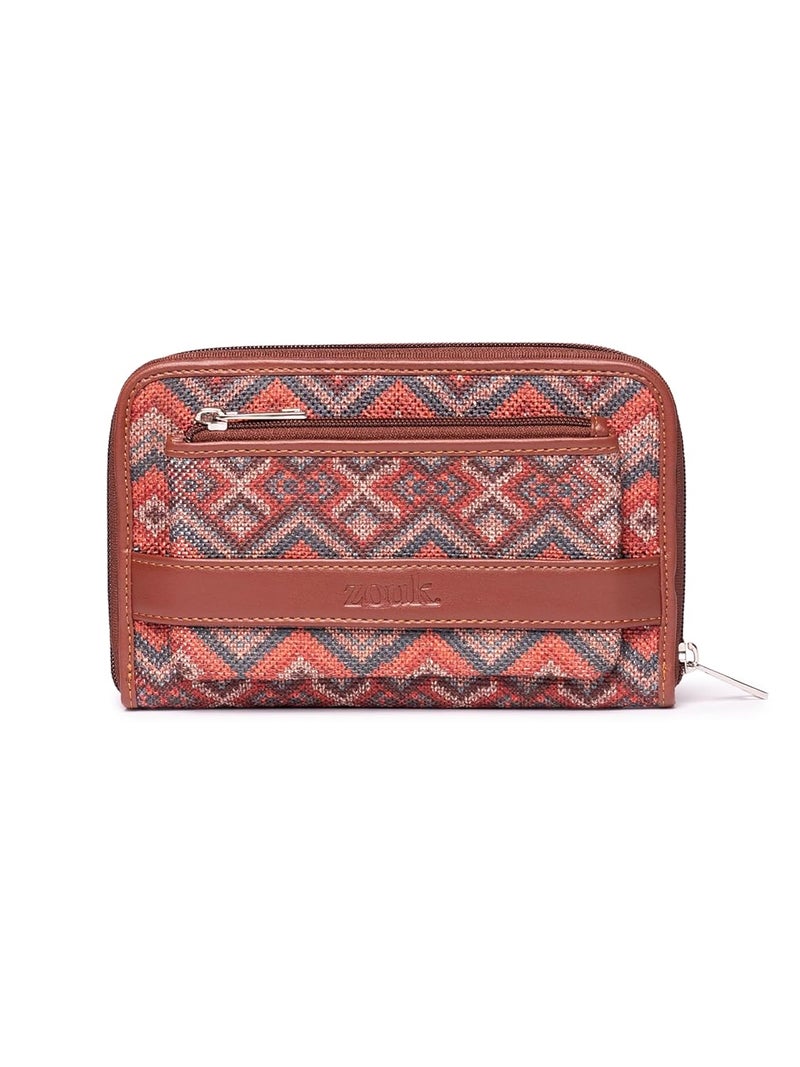 ZOUK محفظة نسائية كلاسيكية مزودة بسحاب مصنوعة يدويًا من مواد نباتية - Image 1