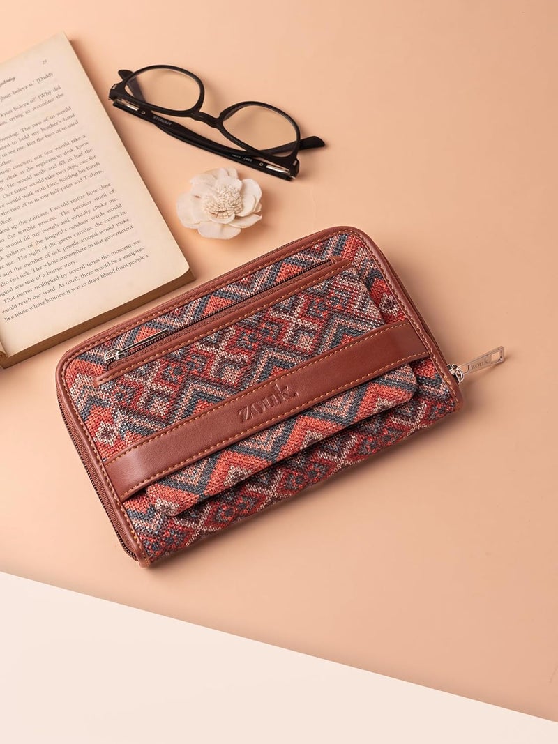 ZOUK محفظة نسائية كلاسيكية مزودة بسحاب مصنوعة يدويًا من مواد نباتية - Image 2