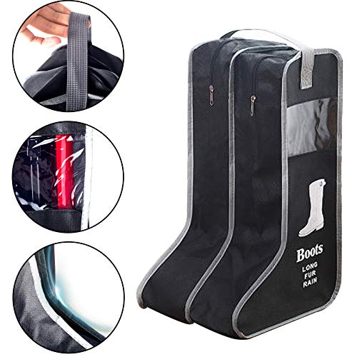 Satisfounder Portable Boot Storage Bags Dust Proof Shoe Bags for Storage,2 Pair Zippered Tall Boots Organizer Protector Bag with Handle for Home and Travel (Black) - Image 3