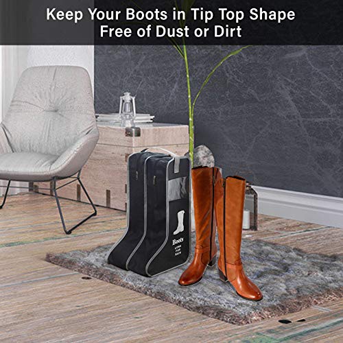 Satisfounder Portable Boot Storage Bags Dust Proof Shoe Bags for Storage,2 Pair Zippered Tall Boots Organizer Protector Bag with Handle for Home and Travel (Black) - Image 5