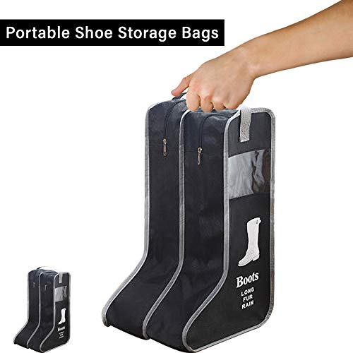 Satisfounder Portable Boot Storage Bags Dust Proof Shoe Bags for Storage,2 Pair Zippered Tall Boots Organizer Protector Bag with Handle for Home and Travel (Black) - Image 4
