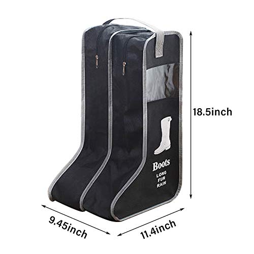 Satisfounder Portable Boot Storage Bags Dust Proof Shoe Bags for Storage,2 Pair Zippered Tall Boots Organizer Protector Bag with Handle for Home and Travel (Black) - Image 2