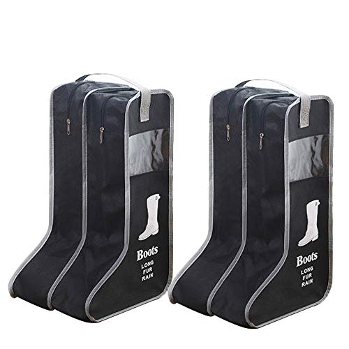 Satisfounder Portable Boot Storage Bags Dust Proof Shoe Bags for Storage,2 Pair Zippered Tall Boots Organizer Protector Bag with Handle for Home and Travel (Black) - Image 1