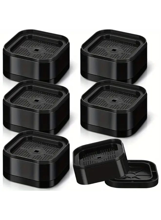 6pcs Heavy Duty Adjustable Bed Risers Stackable Square Plastic Lifters With 6 Unique Angles Black Furniture Support Blocks For Mattresses Desks Sofas Couches Dorm Bed Risers - Image 1