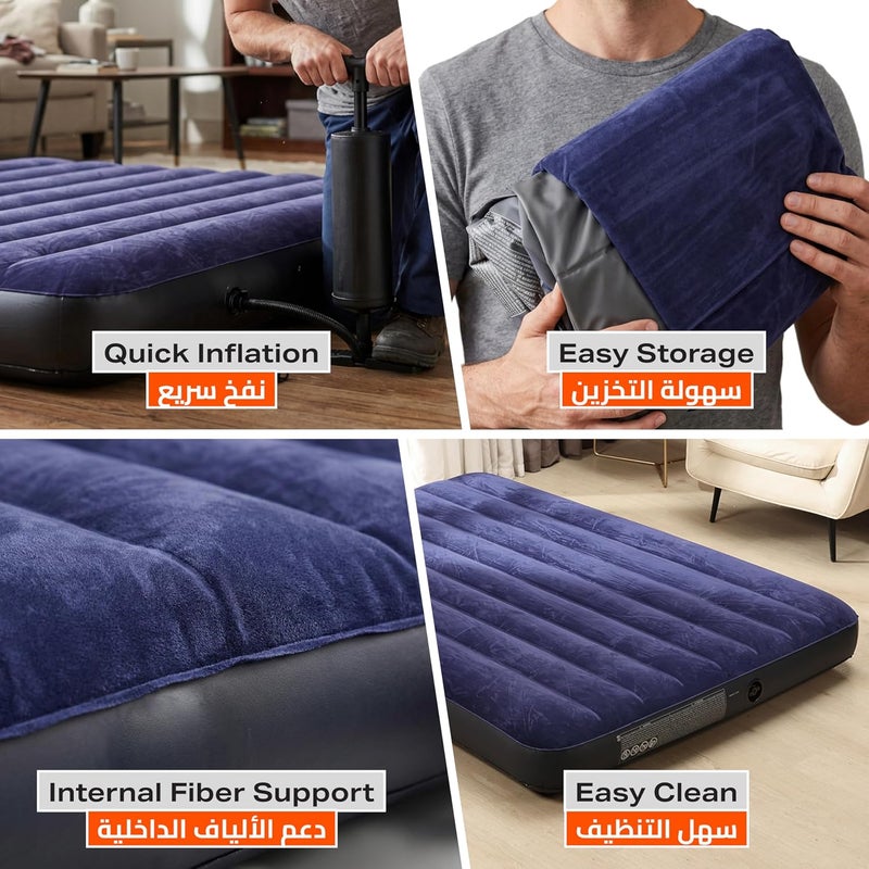 Air Mattress - Queen Inflatable Bed with Soft Flocked Top, Durable Vinyl, and 2-in-1 Valve for Quick Inflation - Ideal for Camping, Guests, Travel & Home Use - 203x152x25cm - Image 4