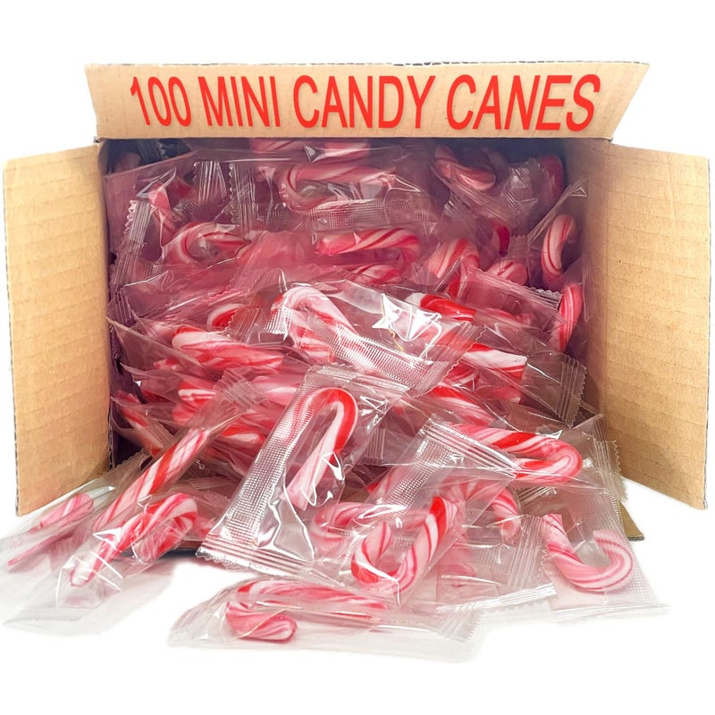 عصا حلوى النعناع الصغيرة (96 حلوى مغلفة بشكل فردي) حلوى عيد الميلاد بالجملة | مع ملصق FUN مجاني لشحنات نفس اليوم - Image 1
