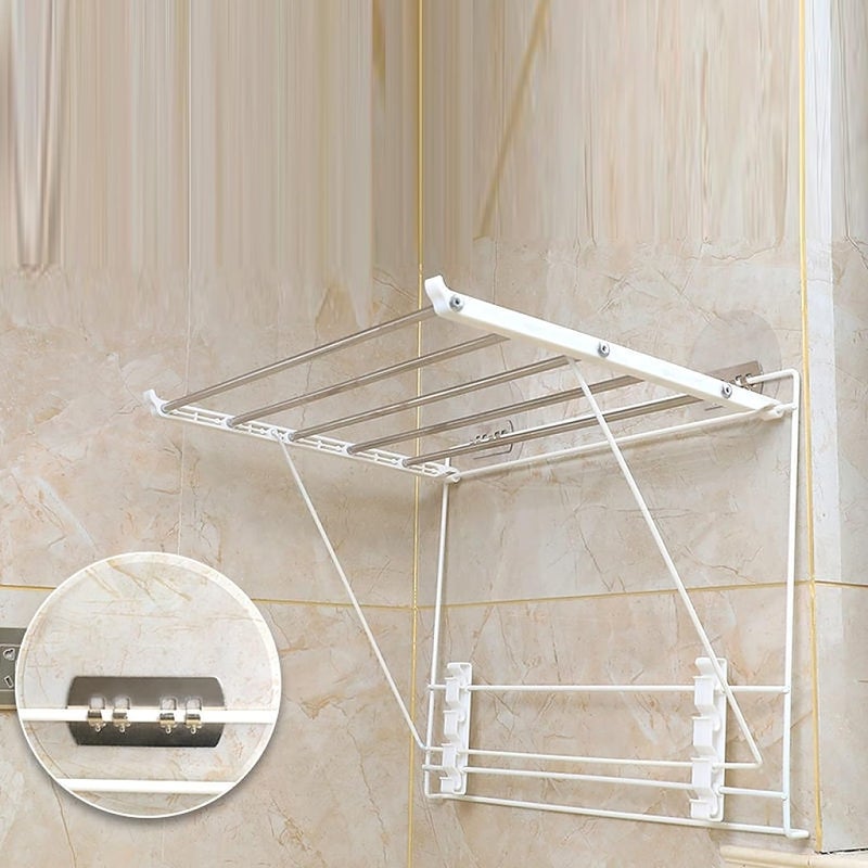 XIBO Stainless Steel Foldable Wall Mounted Clothes Hanger Clothes Drying Stand Cloth Dryer Racks for Bathroom Balcony Random Color - Image 1