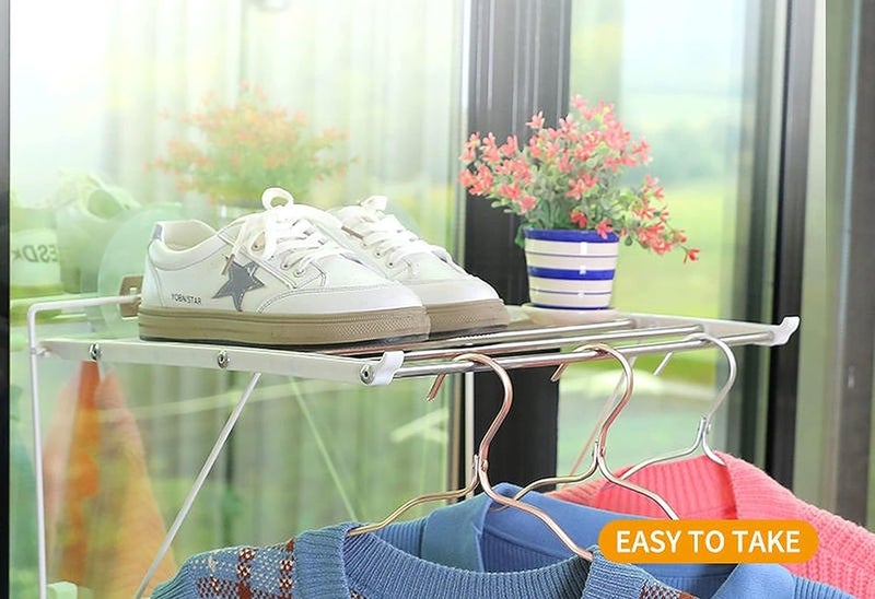 XIBO Stainless Steel Foldable Wall Mounted Clothes Hanger Clothes Drying Stand Cloth Dryer Racks for Bathroom Balcony Random Color - Image 3