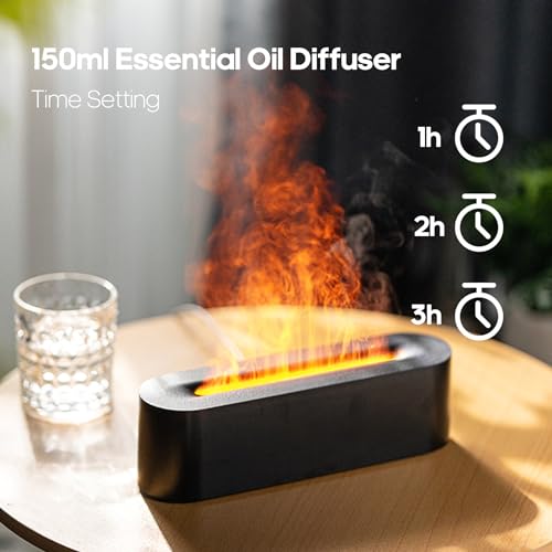 Rican Essential Oil Diffusers,Flame Colorful Water Vapor Fire Fireplace Humidifier for Aromatherapy Aroma Therapy Machine Room Bedroom,Black Flame Diffuser for Essential Oils - Image 5