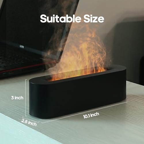Rican Essential Oil Diffusers,Flame Colorful Water Vapor Fire Fireplace Humidifier for Aromatherapy Aroma Therapy Machine Room Bedroom,Black Flame Diffuser for Essential Oils - Image 2