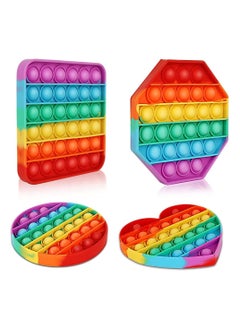 NQOOH Bubble Pop It Fidget Toy Set Sensory Game for Kids and Adults Suitable for Autism and Special Needs Stress Relief with 4 Shapes Heart Circle Octagon and Square  - Image 1