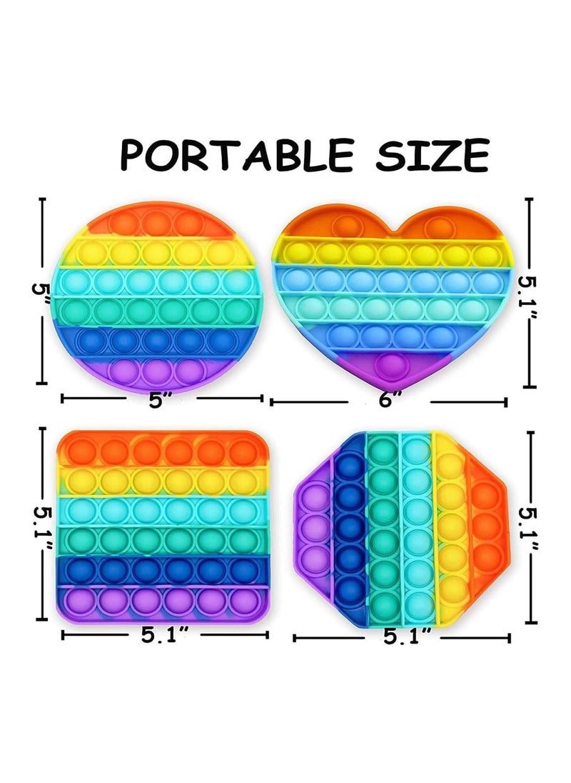NQOOH - Bubble Pop It Fidget Toy Set Sensory Game for Kids and Adults Suitable for Autism and Special Needs Stress Relief with 4 Shapes Heart Circle Octagon and Square - Image 1