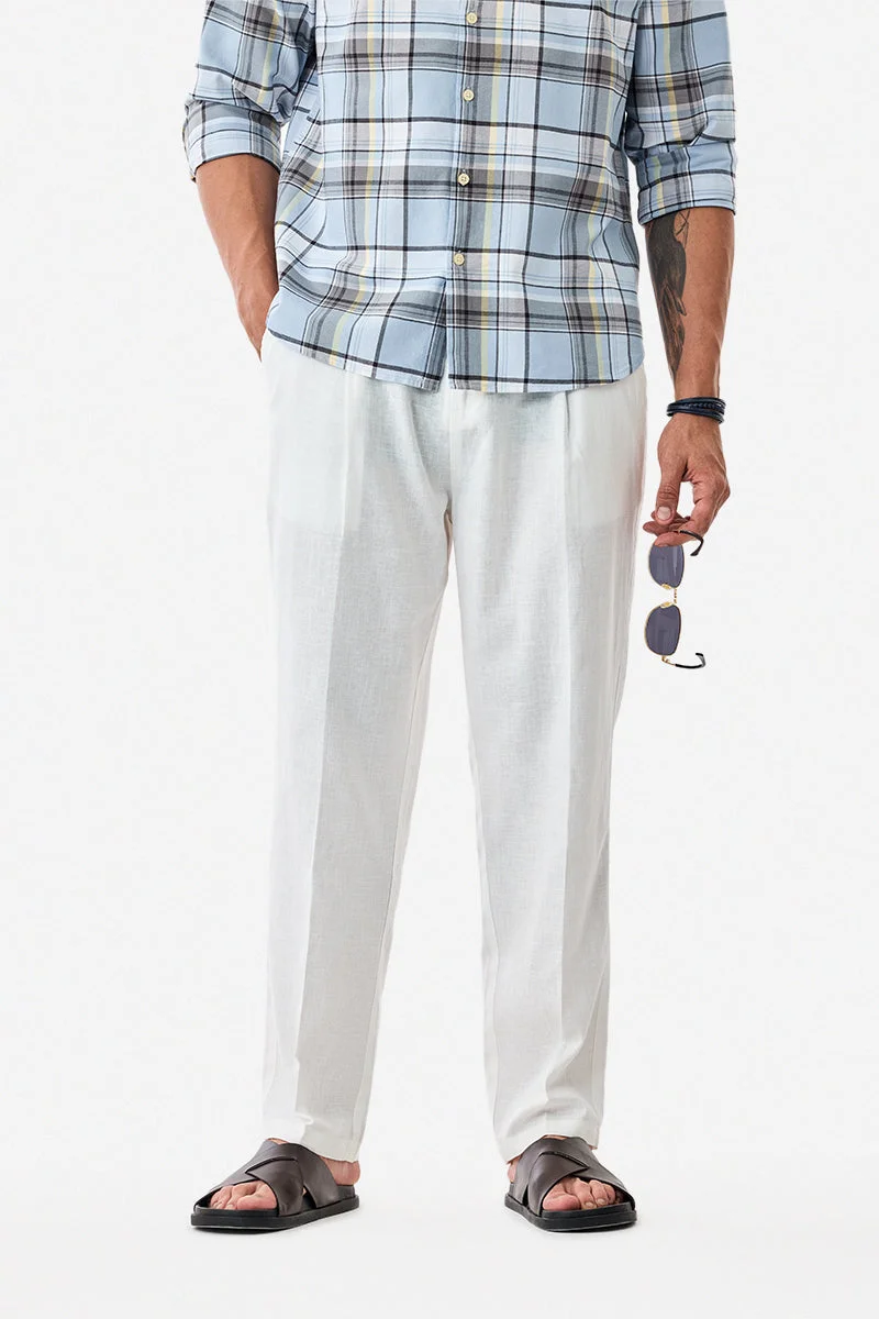 سنيتش White Solid Wide Leg Trousers