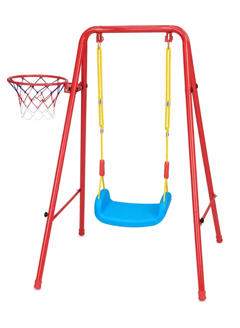 Baby Swing Set for Outdoor and Indoor, Sturdy Seat and Foldable Metal Swing Stand, Easy to Assemble and Store at Home - Image 1