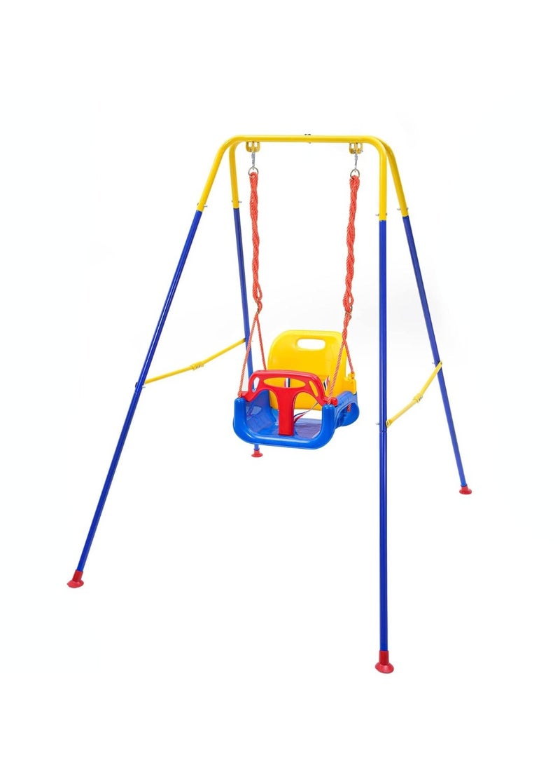 Baby Swing Set for Outdoor and Indoor, Sturdy Seat and Foldable Metal Swing Stand, Easy to Assemble and Store at Home - Image 1