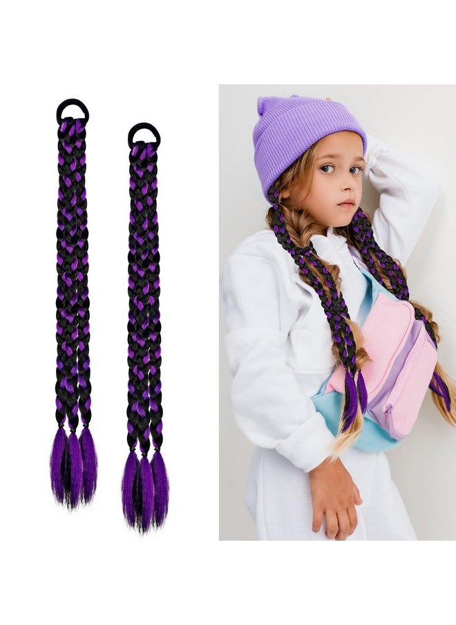 Dreamlover Dreamlover Braided Pony Tail Extensions with Hair Ties for Women, Mix Colors Long Braiding Hairpieces, Black and Purple, 2 Pieces, 18 inches  - Image 1