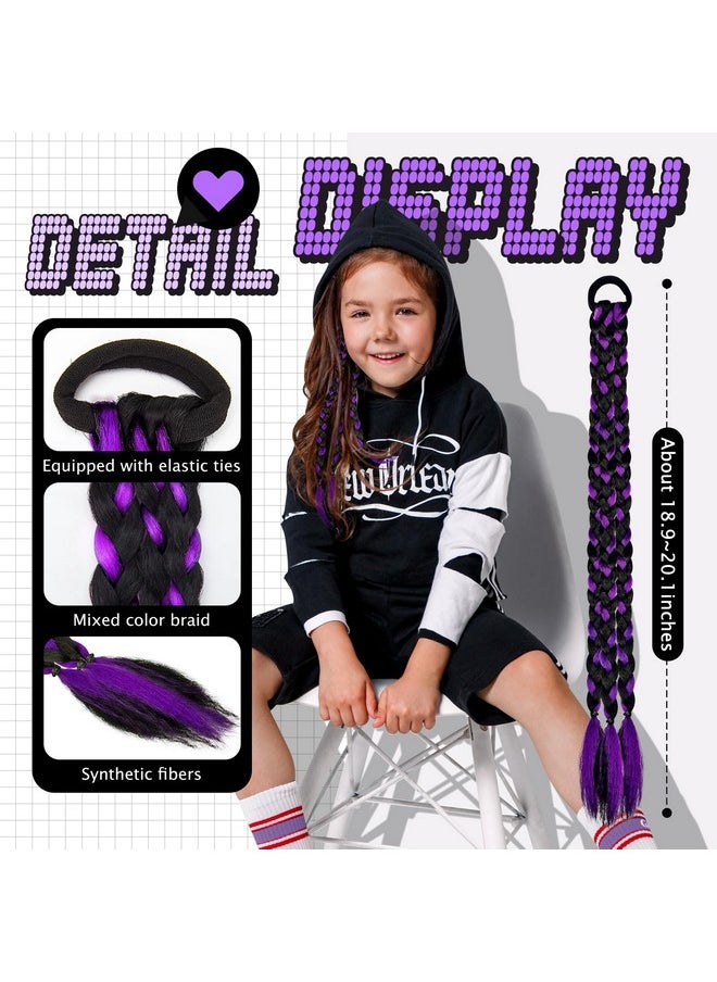 Dreamlover Dreamlover Braided Pony Tail Extensions with Hair Ties for Women, Mix Colors Long Braiding Hairpieces, Black and Purple, 2 Pieces, 18 inches  - Image 2