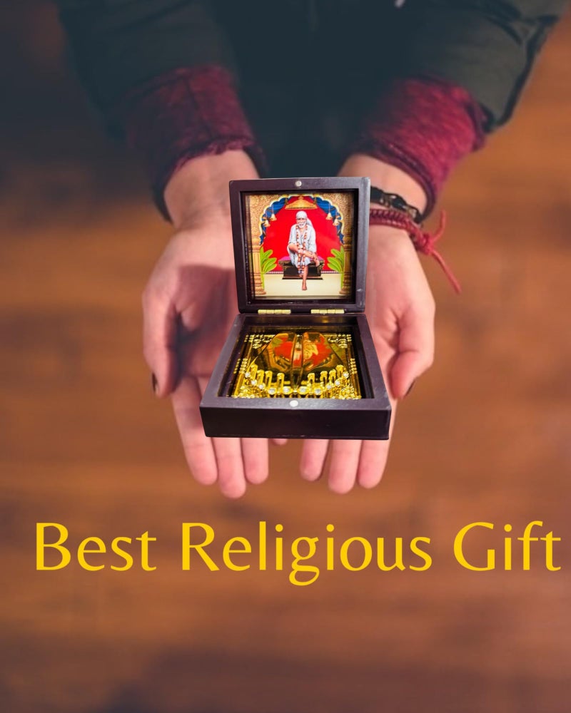 WARMINGO DE Sai Baba Pocket Temple Charna Paduka Shirdi Mandir | Gold Plated Box God Idol Bhagwan | Diwali Gift Item | Jai Sai Ram | Religious Gift for Mom & Dad (SAI Baba) - Image 5