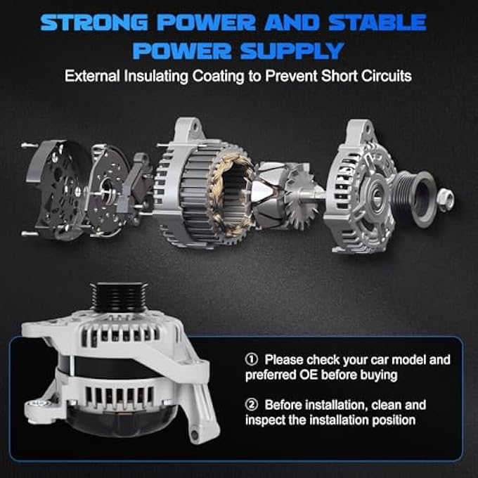 YOMALL Alternator 13913 for 2004-2006 Durango 3.7L V6 for 2001-2006 Durango 4.7L V8 for 2006 Commander for 2005-2006 Grand Cherokee for 2002-2006 Liberty 3.7L V6 160A 6PK 13913N 5170748AA 4801252AA - Image 5