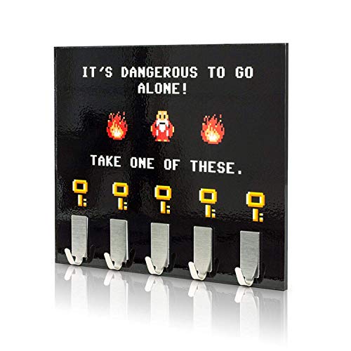 getDigital Dangerous to Go Alone Key Rack - Geeky Home and Office Decor Wall-Mounted Key Holder with 5 Metal Hooks - 21 x 16 cm - Image 1
