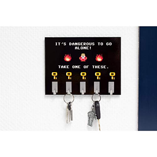 getDigital Dangerous to Go Alone Key Rack - Geeky Home and Office Decor Wall-Mounted Key Holder with 5 Metal Hooks - 21 x 16 cm - Image 2