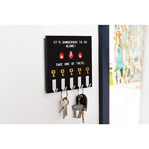 getDigital Dangerous to Go Alone Key Rack - Geeky Home and Office Decor Wall-Mounted Key Holder with 5 Metal Hooks - 21 x 16 cm - Image 3