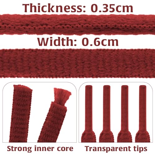 DELELE 2 Pair Oval Shoes laces Half Round 1/4" Athletic Shoelaces Shoe Strings Dark Red-51 inch - Image 3