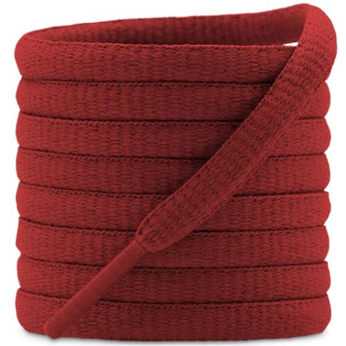 DELELE 2 Pair Oval Shoes laces Half Round 1/4" Athletic Shoelaces Shoe Strings Dark Red-51 inch - Image 1