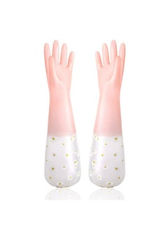 Tusmad Tusmad Reusable Heavy Duty Hand Gloves For Dishwashing Housework White Long Plus Laundry Waterproof Plastic Leather Household Cleaning Gloves Kitchen Dishes Glove pink 