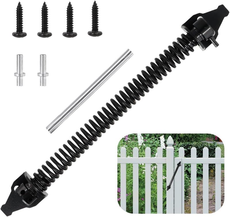 Adjustable 14-Inch Metal Spring Gate Closer, Automatic Closure for Wooden Gates, Spring Mechanism for Garden Fences - Image 1